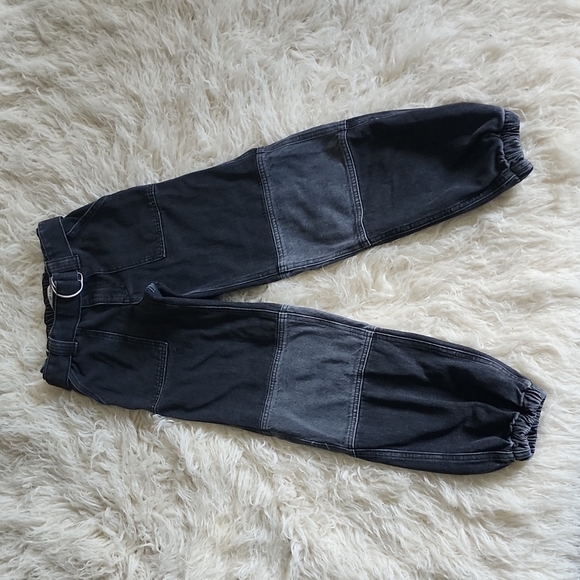 NEW! PacSun Two-Tone Black Wash and Gray Denim Cinched Ankle Joggers - Picture 2 of 11